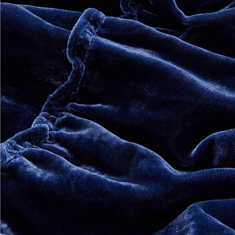 Hill House Navy Velvet Ellie Nap Dress S Holiday Midi Tired Ruched Sleeveless - Picture 3 of 14